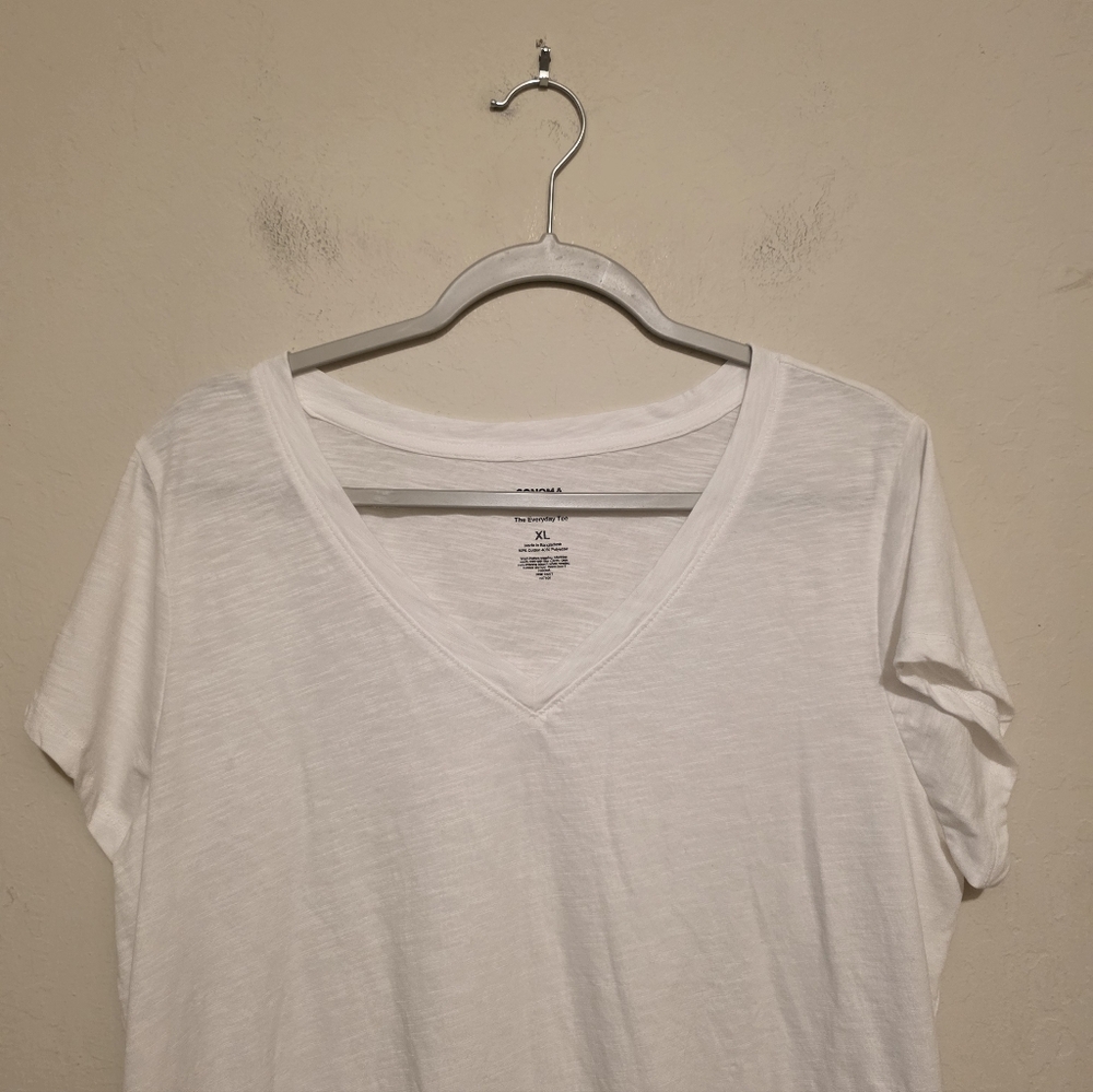 NWOT Sonoma Goods For Life Women's Everyday White V-Neck Tee Size XL - Picture 3 of 6
